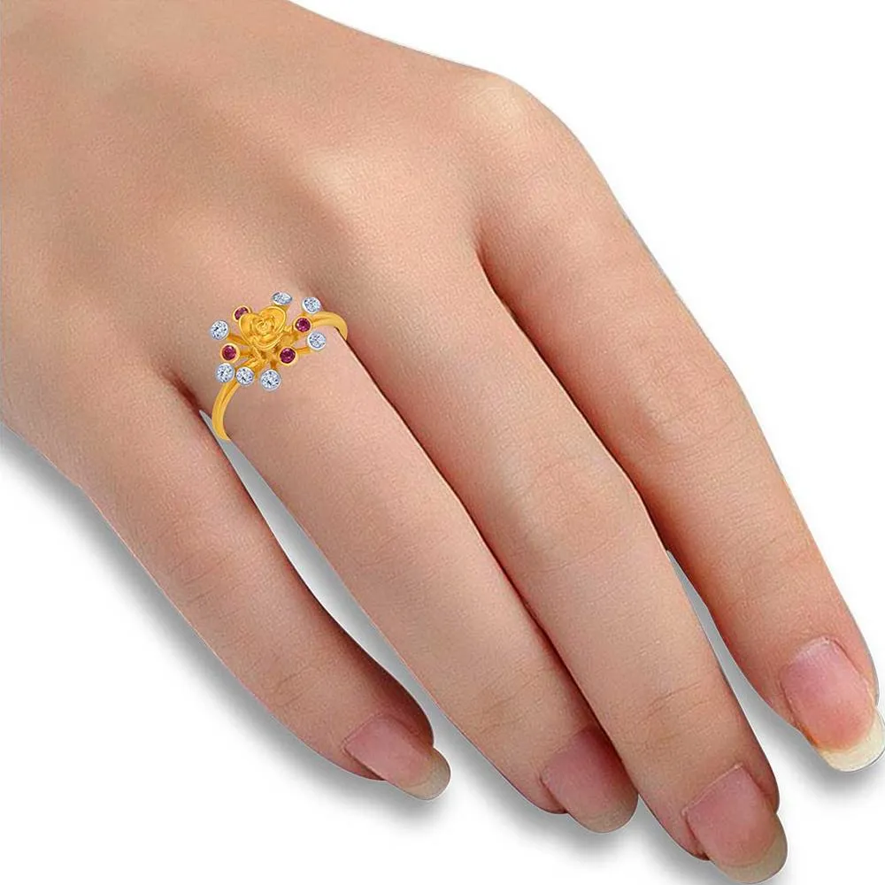 14k Gold Flower  Bouquet Ring