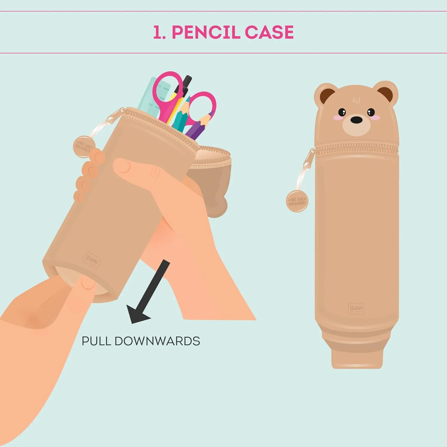 2-In-1 Silicone Pencil Case - Kawaii - Teddy Bear