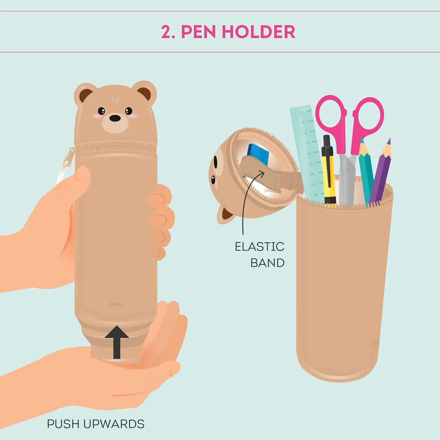 2-In-1 Silicone Pencil Case - Kawaii - Teddy Bear