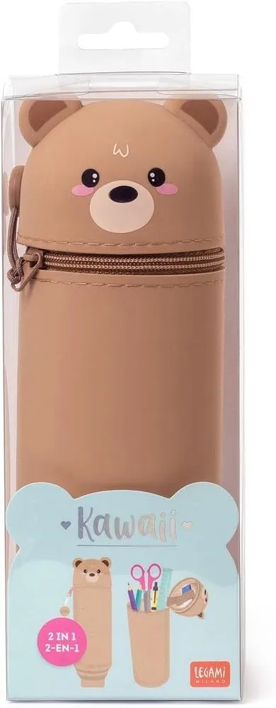 2-In-1 Silicone Pencil Case - Kawaii - Teddy Bear