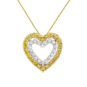 2 Micron 14K Yellow Gold Plated Sterling Silver Color Treated Diamond Heart Pendant Necklace (1/2 cttw, Yellow Color, I2-I3 Clarity)