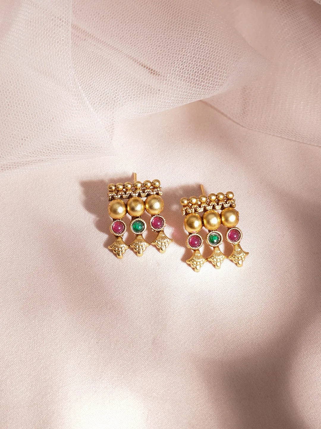 22KT Gold Plated Stone Studded Jewellery Set