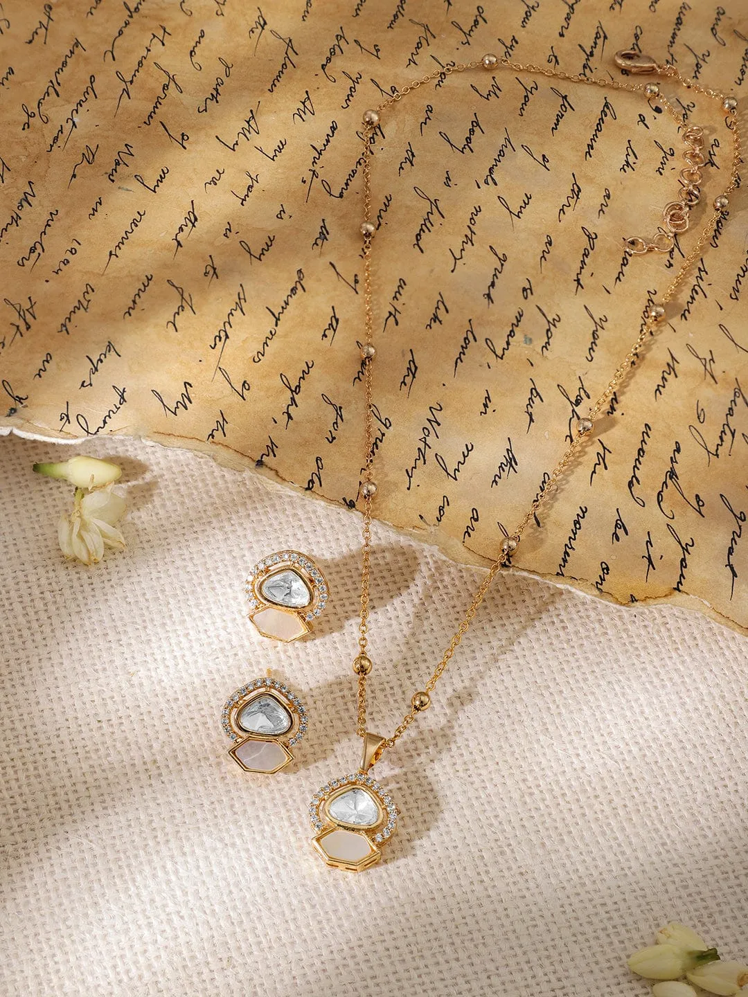 22KT Gold-Plated Stone-Studded Necklace Set