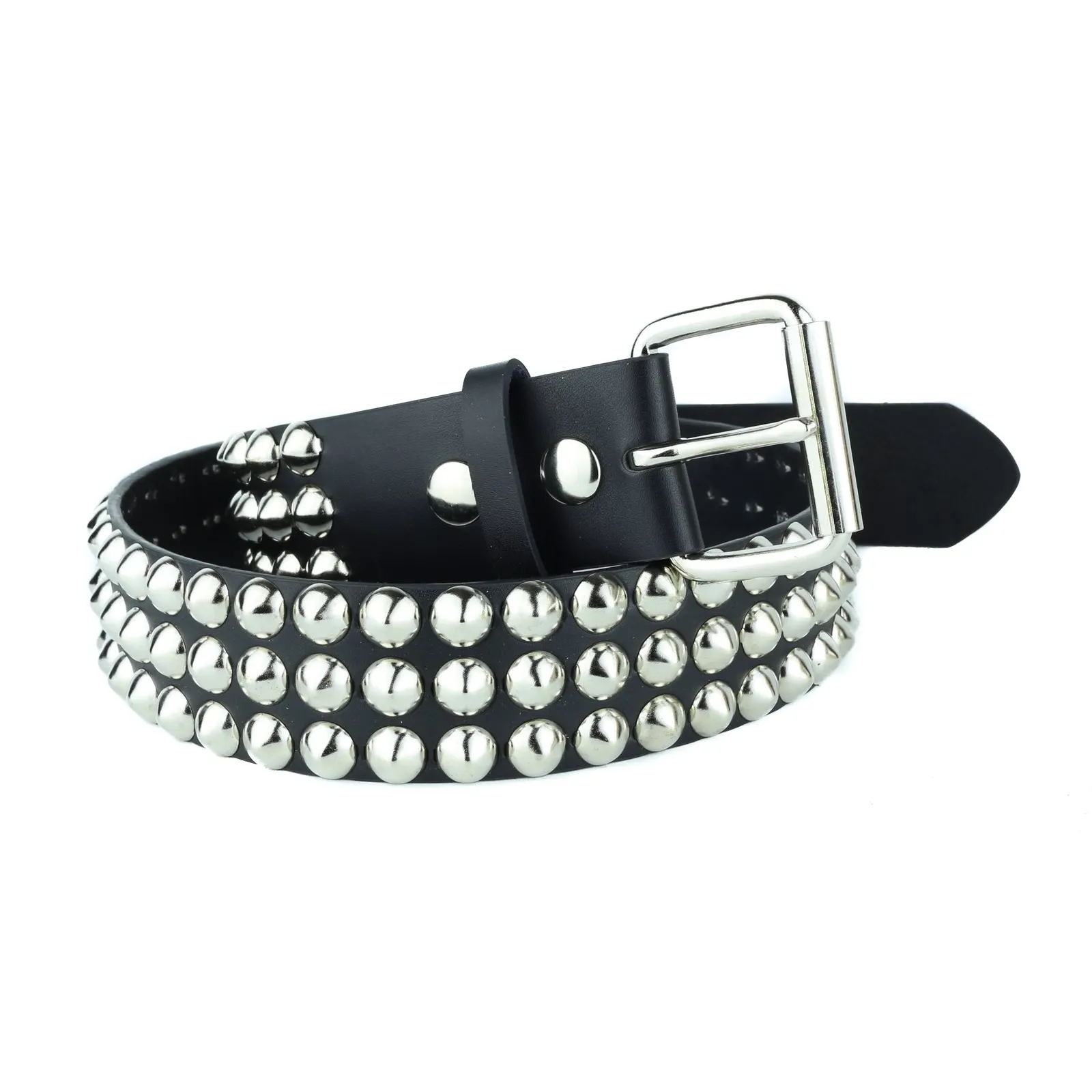 3 Row Conical Studded Leather Belt