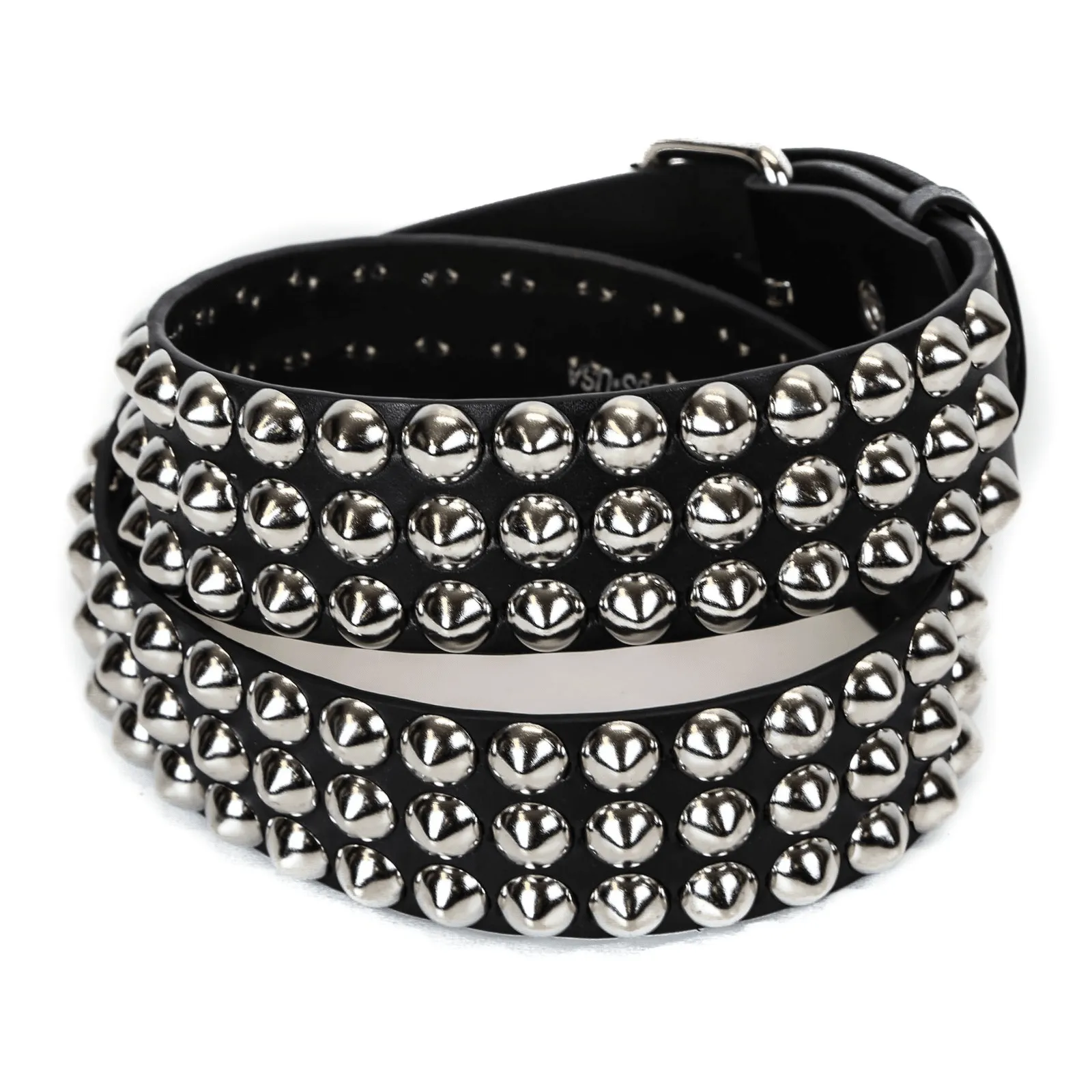 3 Row Conical Studded Leather Belt