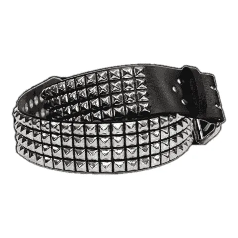 4 Row Pyramid Studded Black Leather Belt