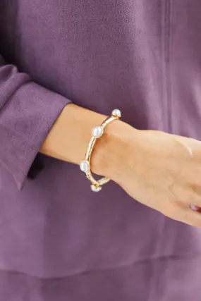All For It Gold Pearl Studded Bracelet