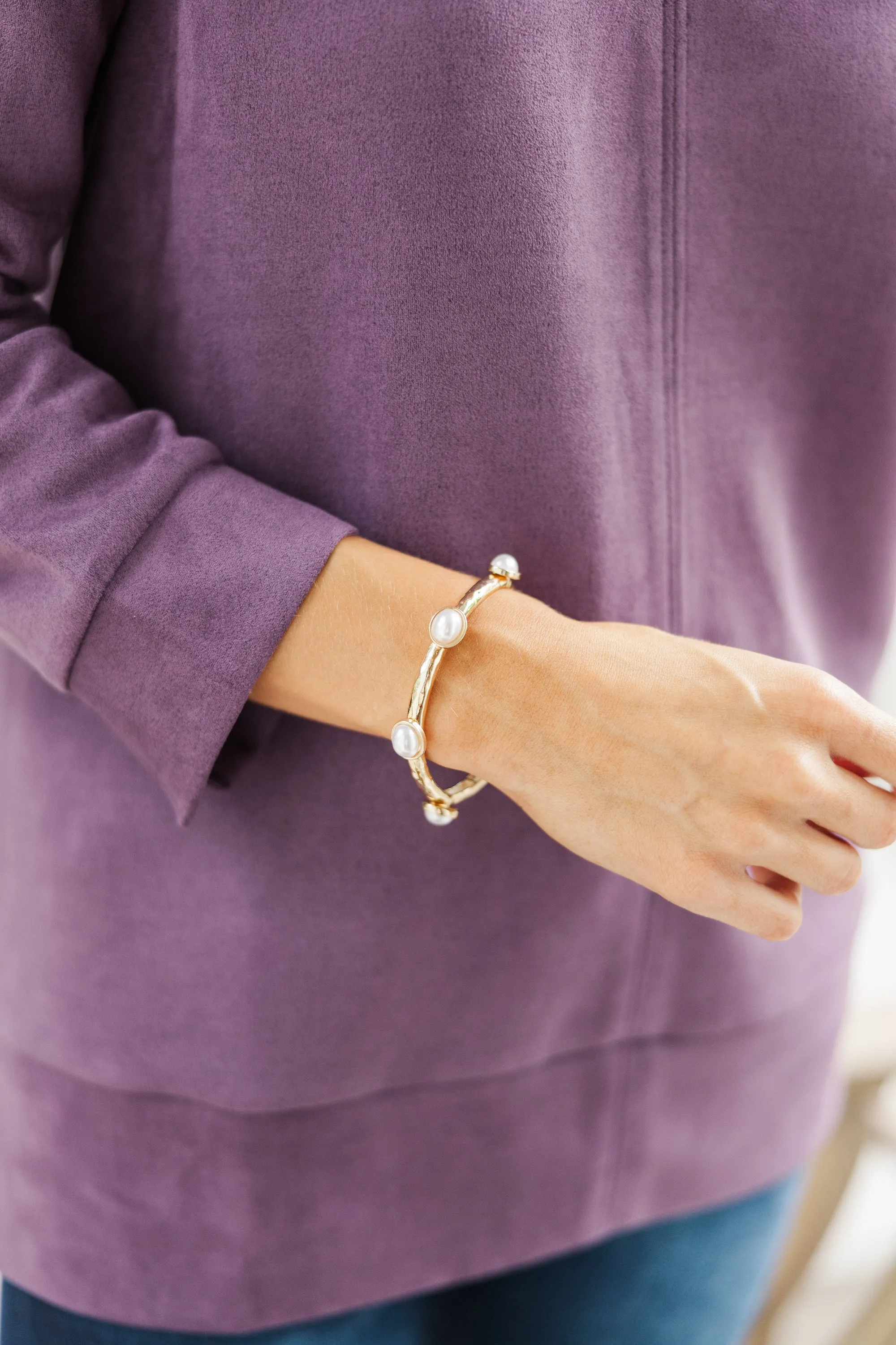 All For It Gold Pearl Studded Bracelet