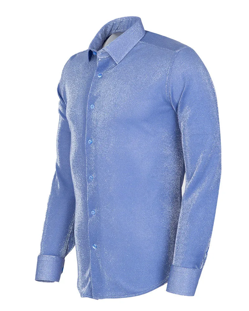 Blue Sparkle Studded Glitter Shirt