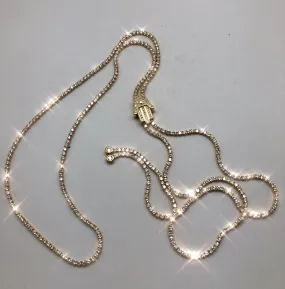 Brilliant Fortune Blingy Gold and Crystal Hamsa Slide Necklace