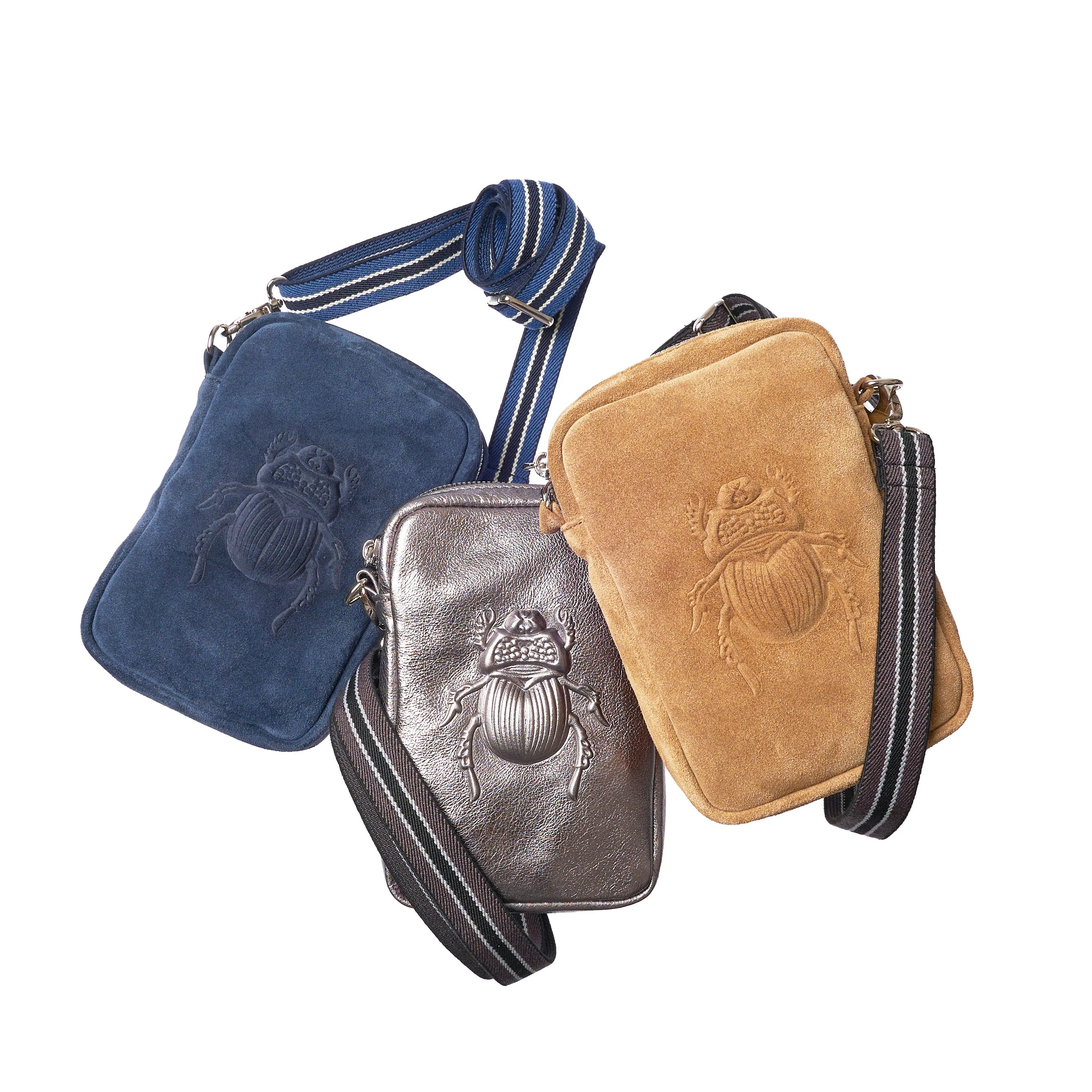 Crossbody Bag - Scarabmotive Suede Cappuccino