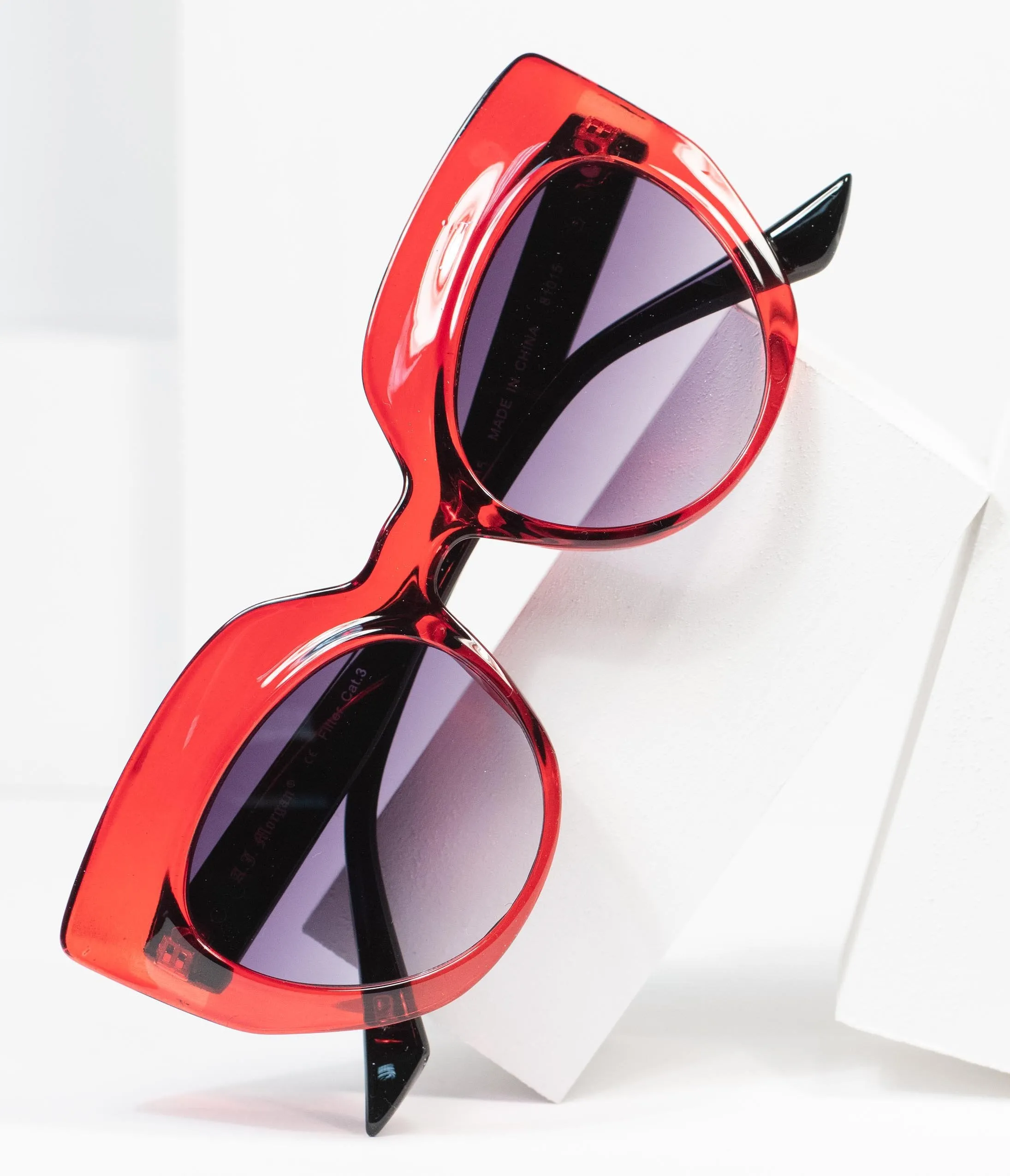 Dark Red Grin Cat Eye Sunglasses