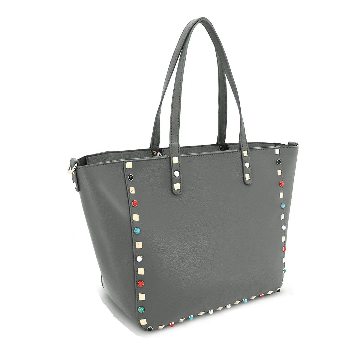 Daytime Diva Grey Studded Winged Shoulder Bag