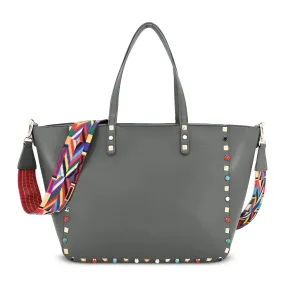 Daytime Diva Grey Studded Winged Shoulder Bag