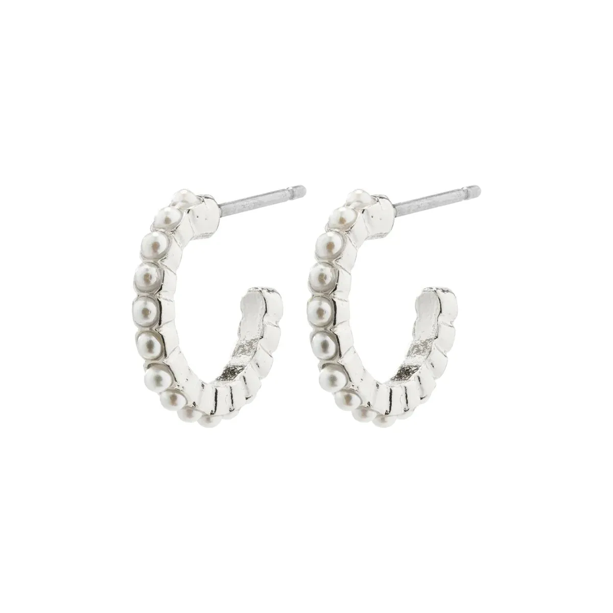 Ekta Silver Plated Pearl Hoops
