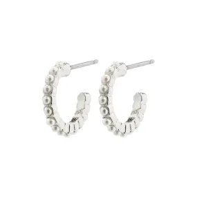 Ekta Silver Plated Pearl Hoops