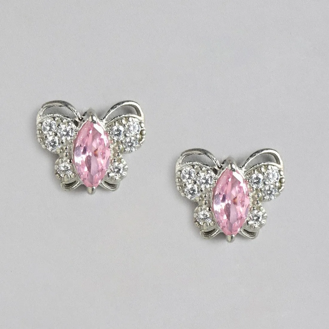 Elegant Butterfly CZ Studded 925 Silver Earrings