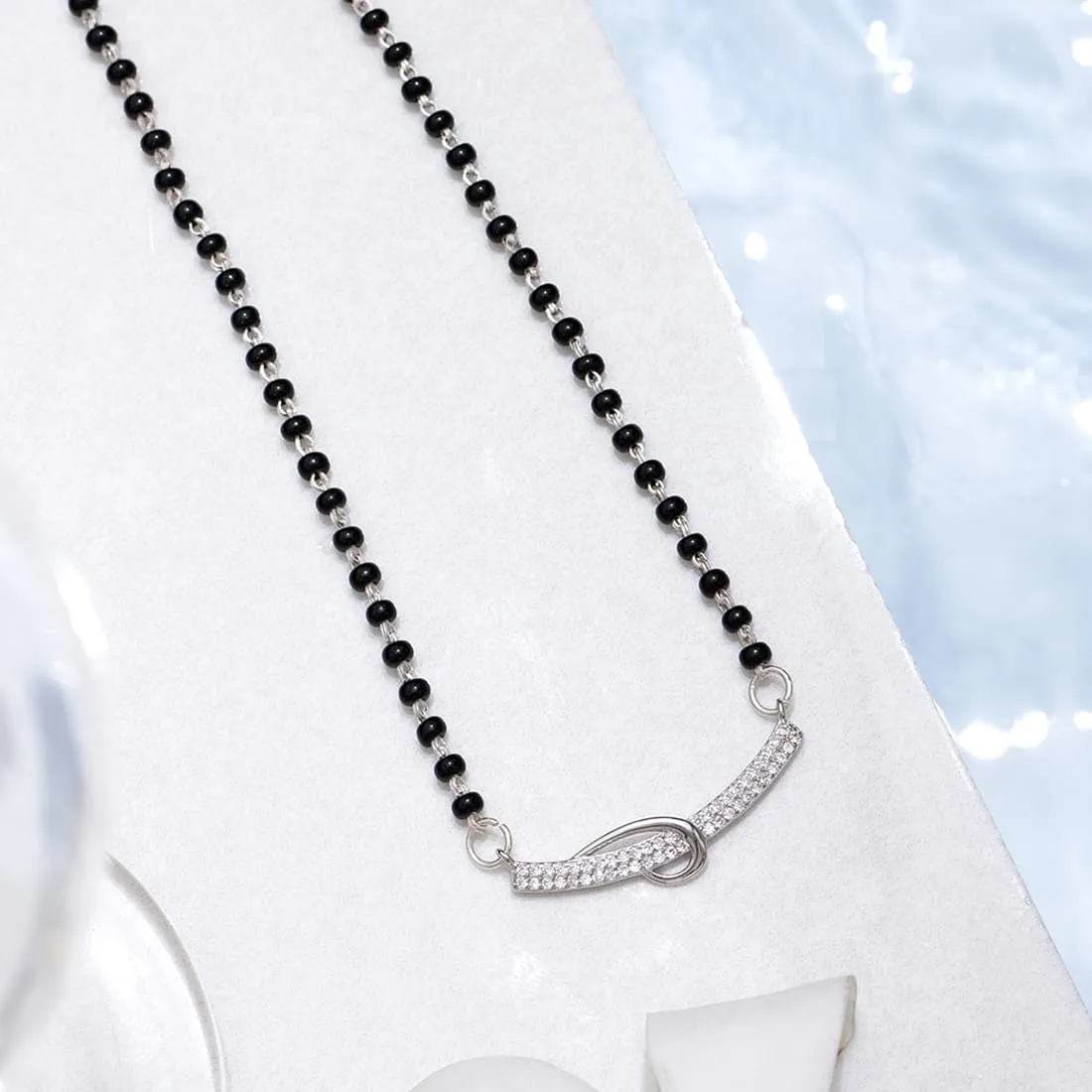 Elegant CZ Studded 925 Silver Mangalsutra
