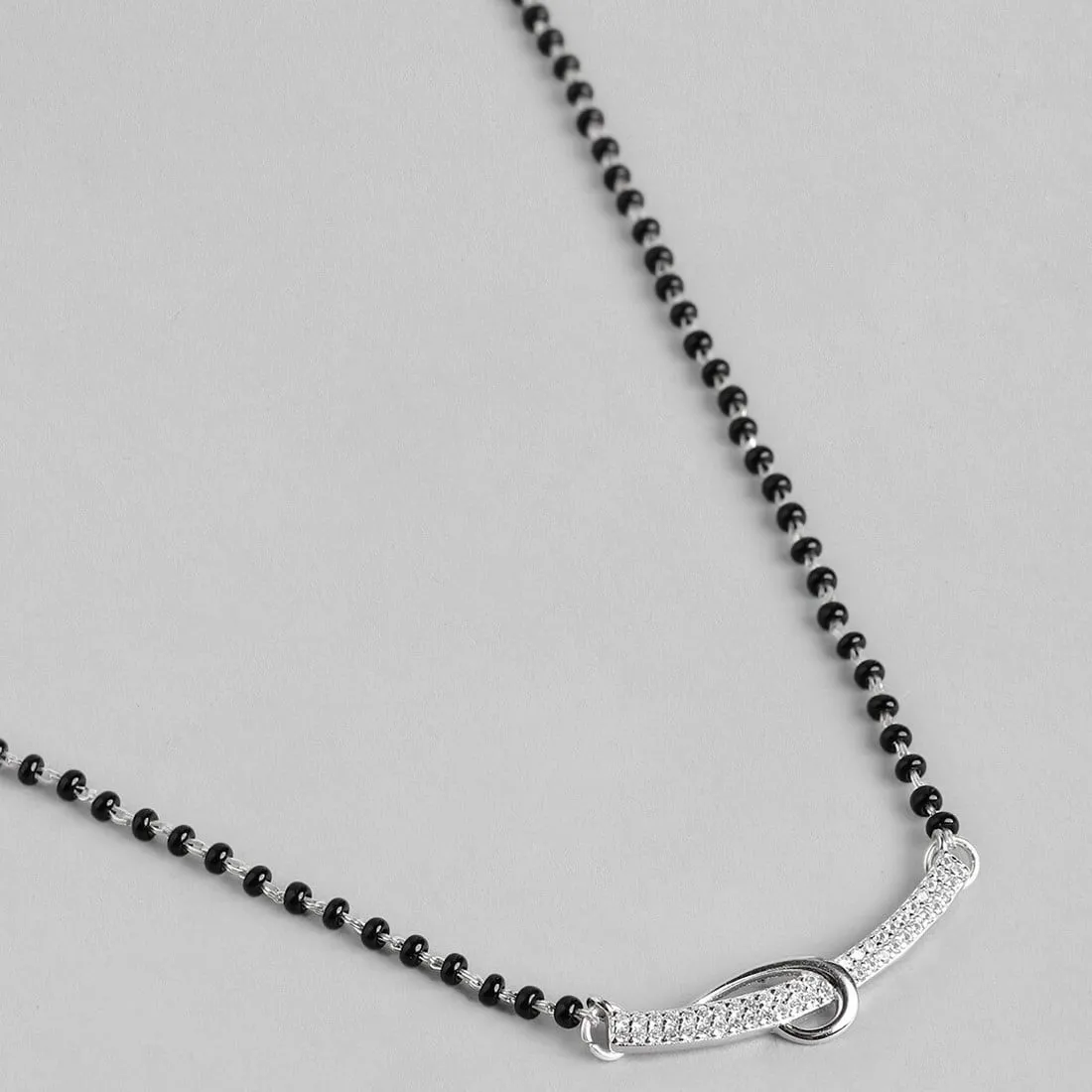 Elegant CZ Studded 925 Silver Mangalsutra