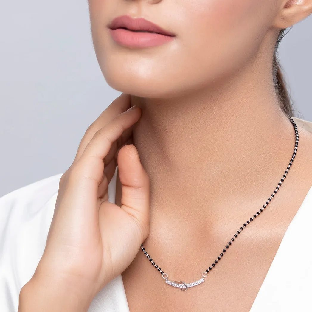 Elegant CZ Studded 925 Silver Mangalsutra
