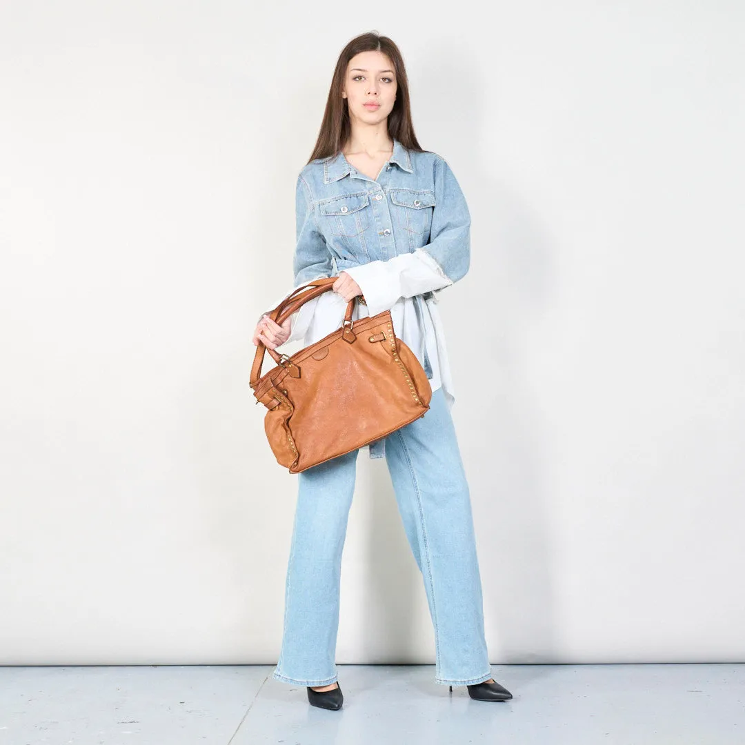 Elegant studded leather tote bag wholesale