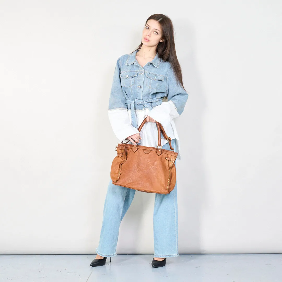 Elegant studded leather tote bag wholesale