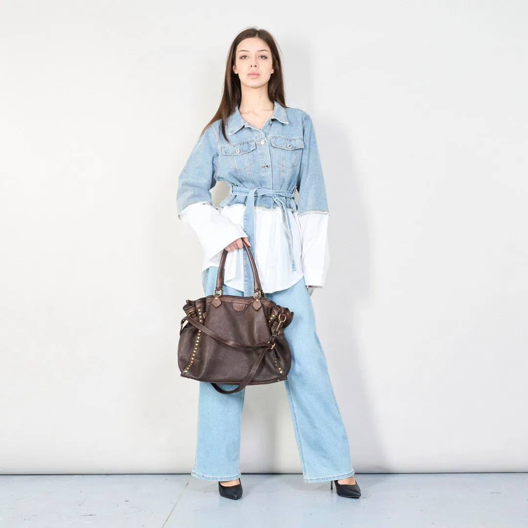 Elegant studded leather tote bag wholesale