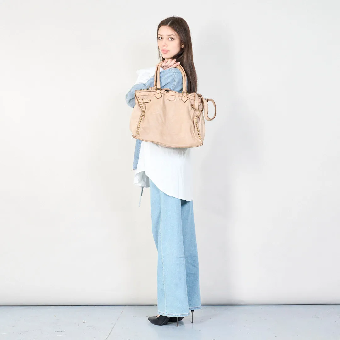 Elegant studded leather tote bag wholesale