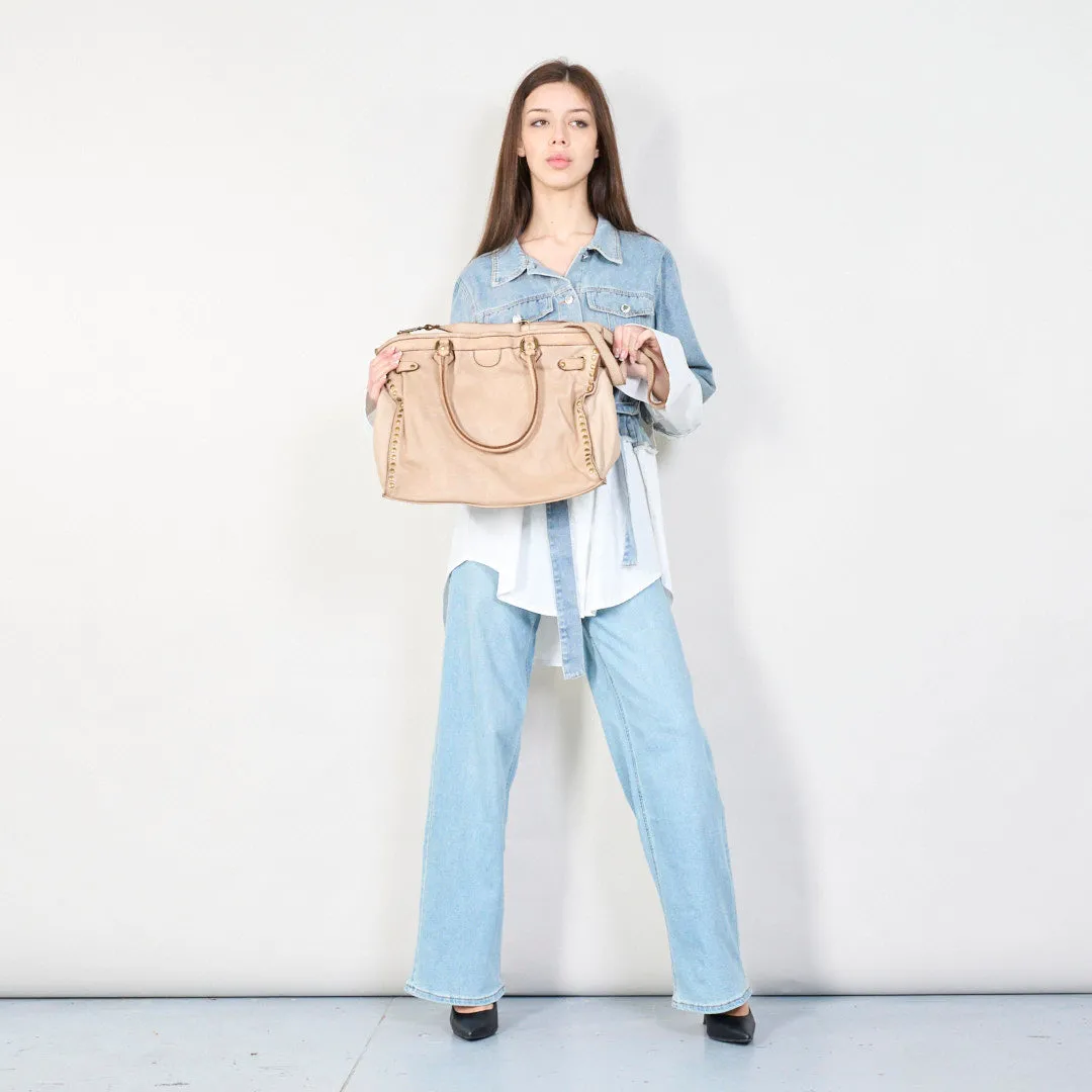 Elegant studded leather tote bag wholesale