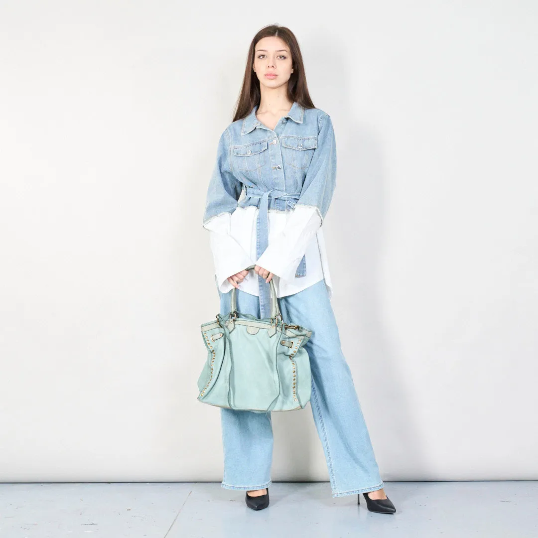 Elegant studded leather tote bag wholesale