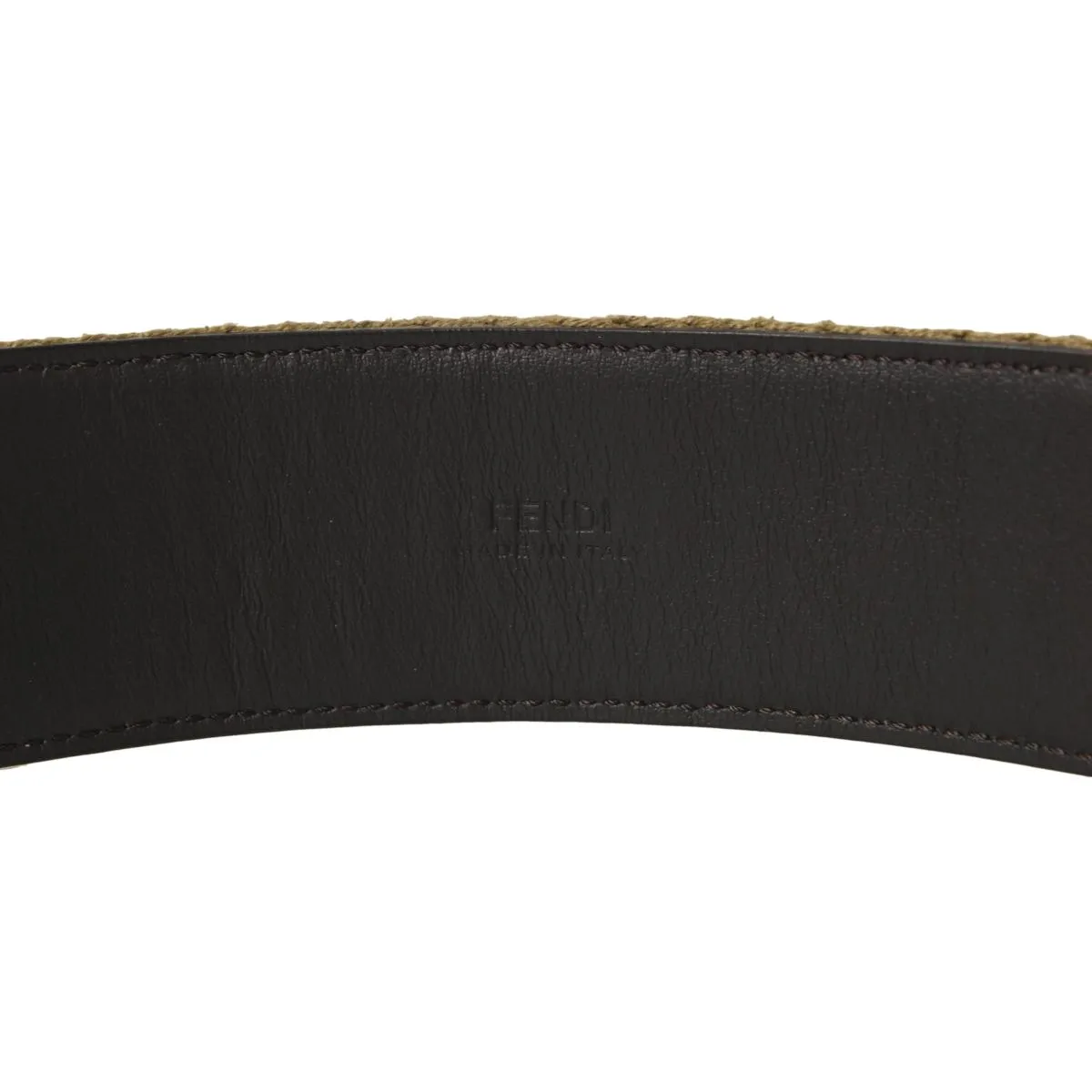 Fendi Brown Fabric Logo Silver Hardware Belt Size 90/36 7C0367