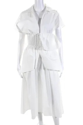 Fendi Women's Collar Sleeveless Ruffle Maxi Dress White