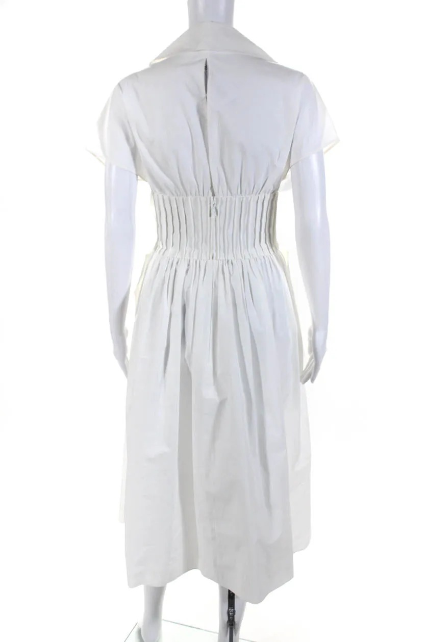 Fendi Women's Collar Sleeveless Ruffle Maxi Dress White