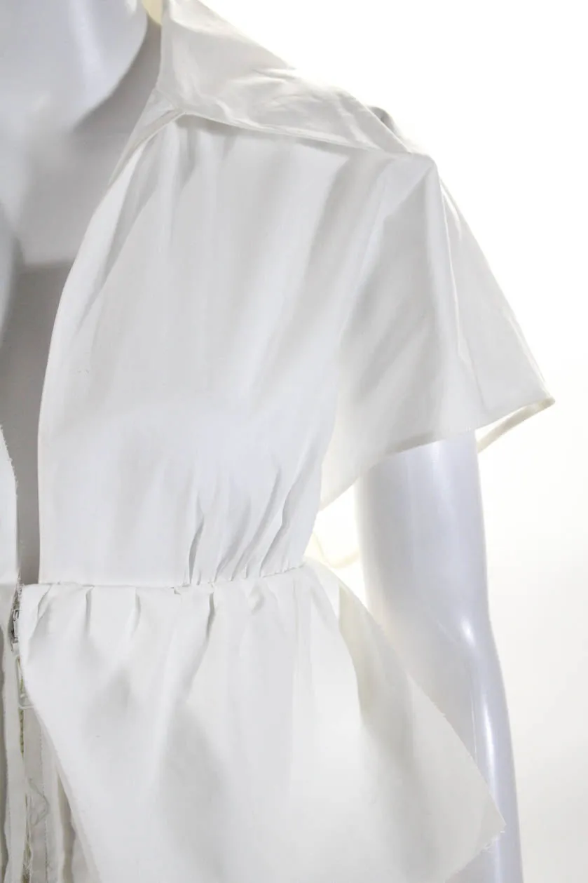 Fendi Women's Collar Sleeveless Ruffle Maxi Dress White