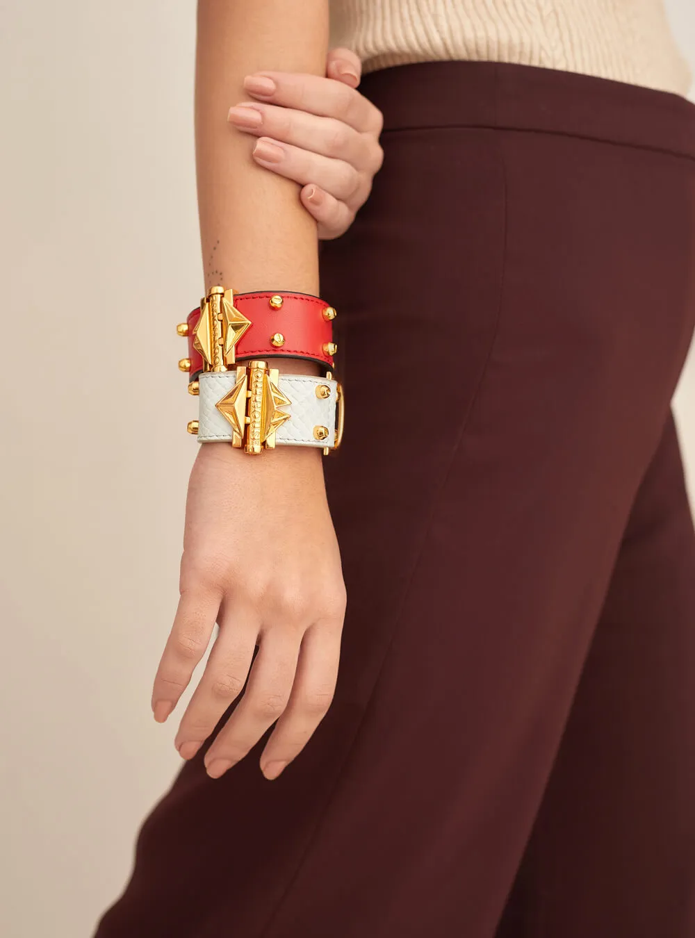 Geometric Lip Powder Blue Studded Cuff