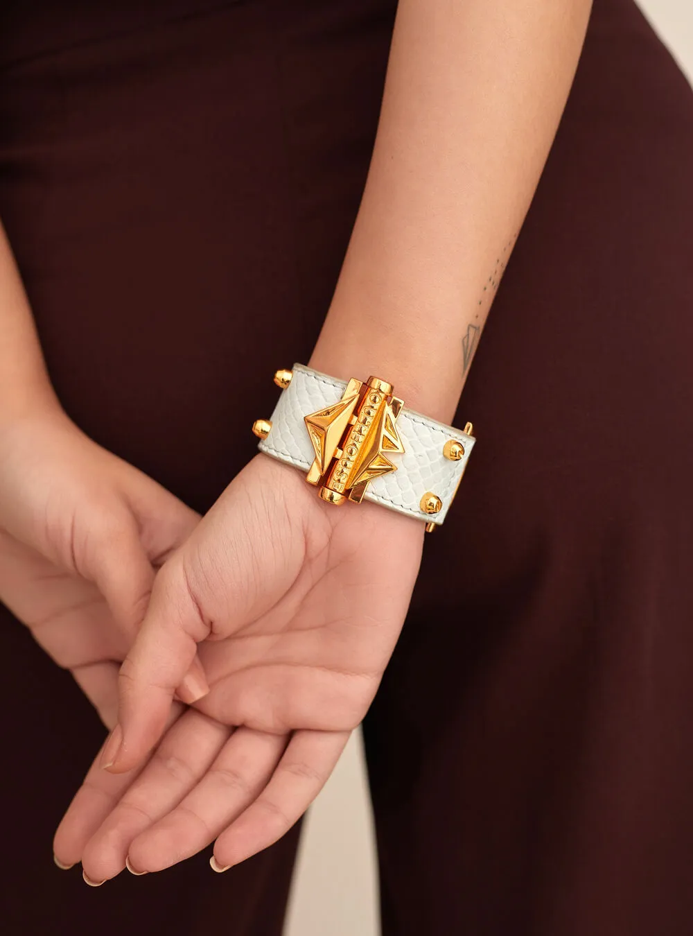 Geometric Lip Powder Blue Studded Cuff