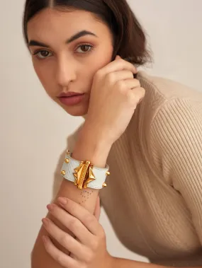 Geometric Lip Powder Blue Studded Cuff