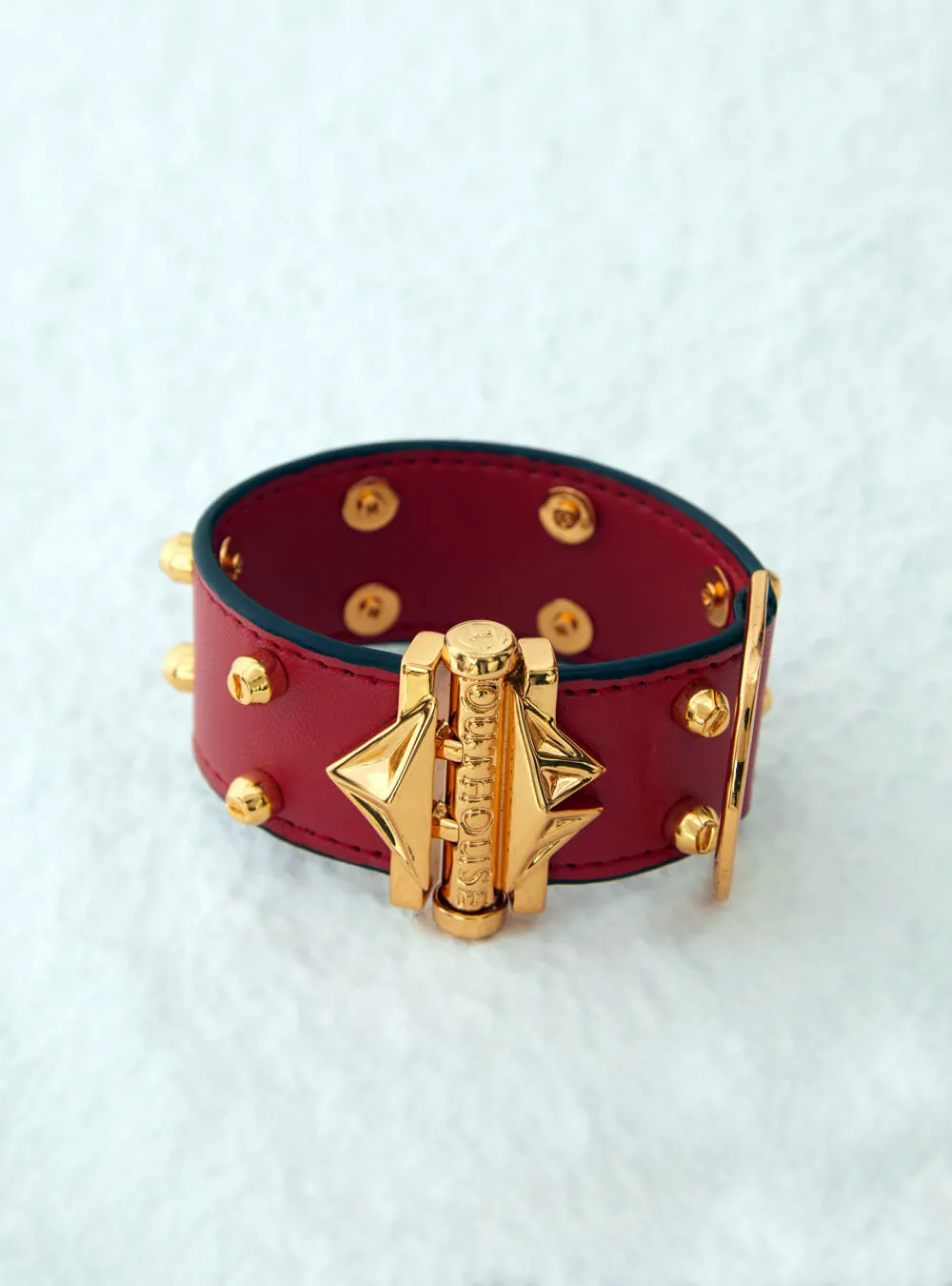 Geometric Lip Scarlet Studded Cuff