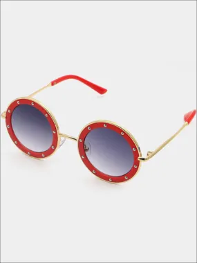 Girls Retro Crystal Studded Sunglasses