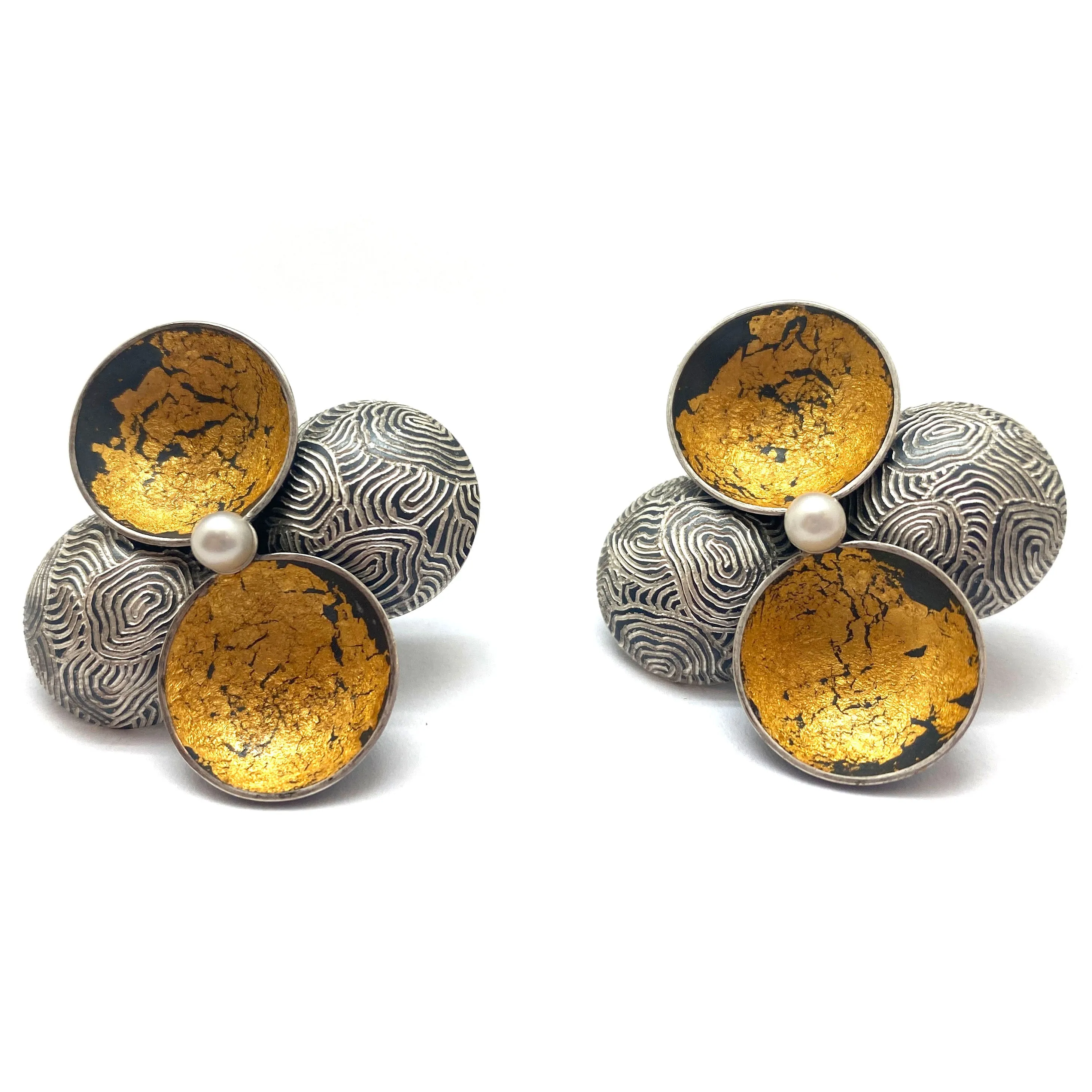 Gold and Pearl Clip On Earrings