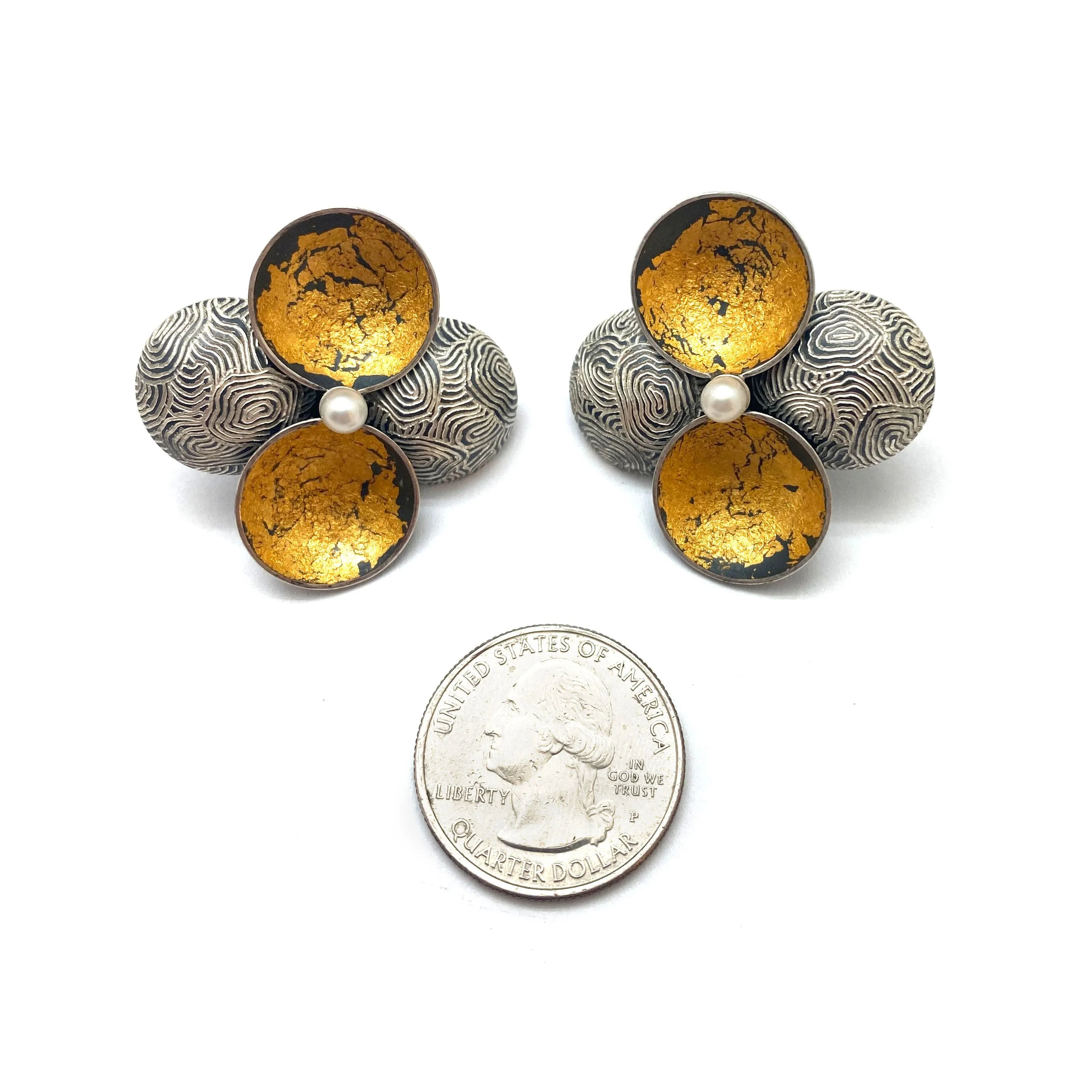 Gold and Pearl Clip On Earrings