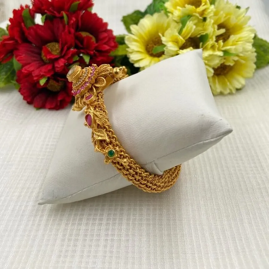 Gold Plated Antique Golden Kada Bangle Handcrafted For Ladies (1PC)