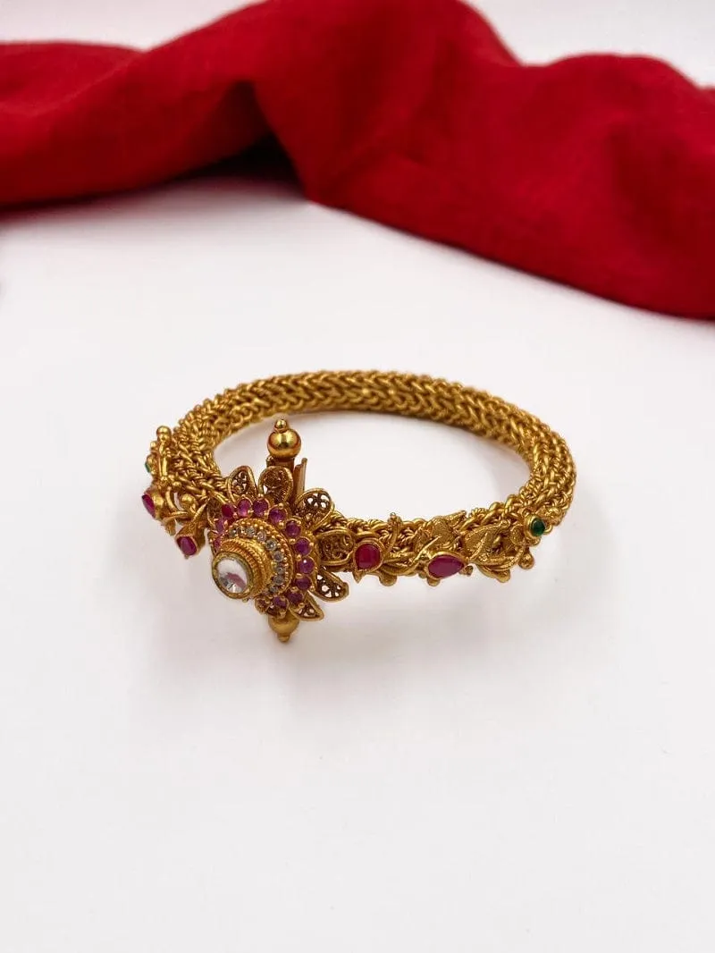 Gold Plated Antique Golden Kada Bangle Handcrafted For Ladies (1PC)