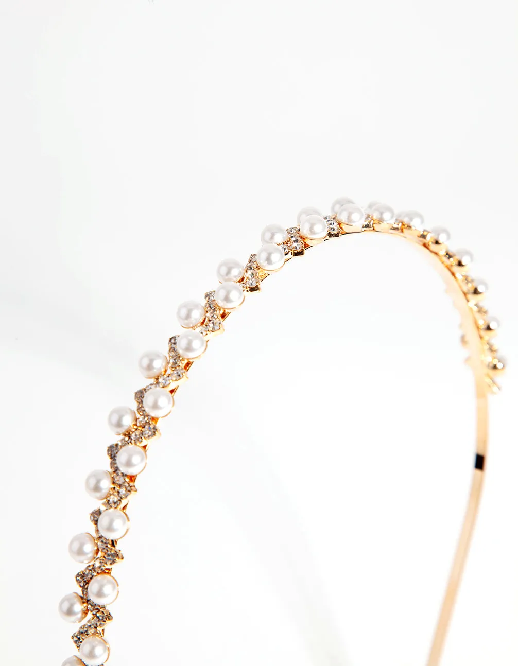 Gold Thin Popup Pearl Alice Band