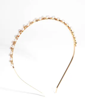 Gold Thin Popup Pearl Alice Band