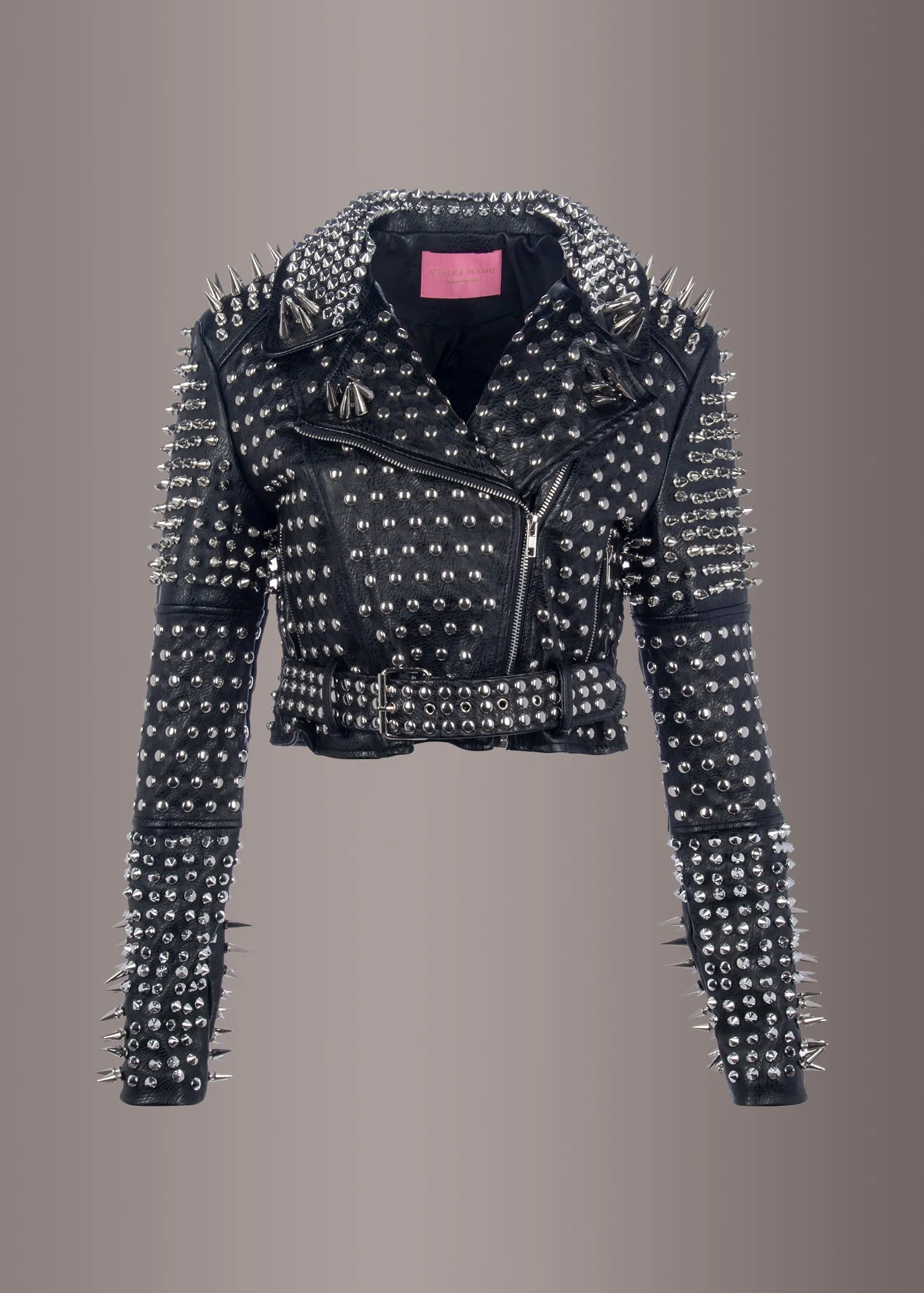 Hellraiser Allover Studded Vegan Leather Moto Jacket