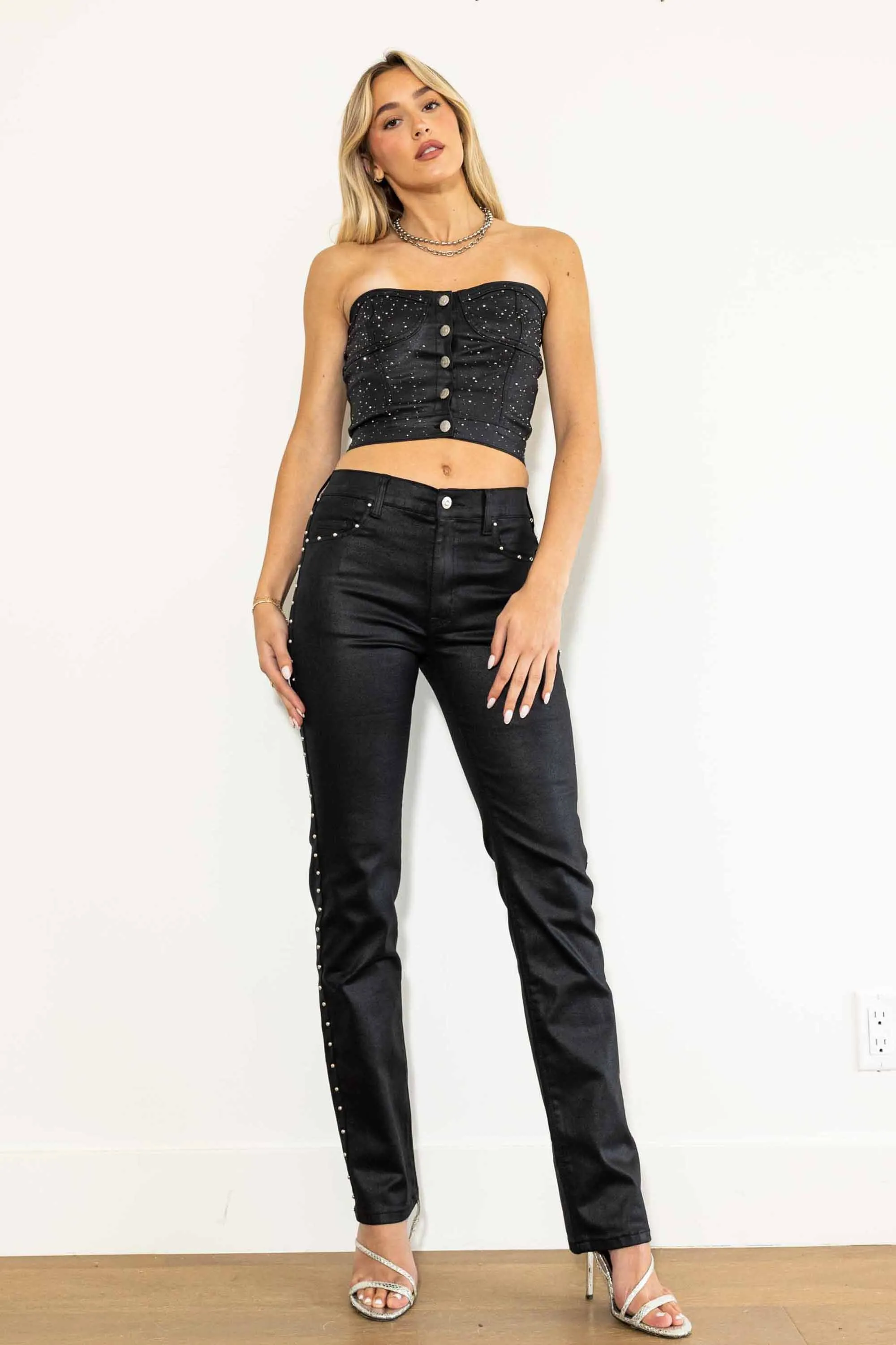 HOLIDAY Rhinestone Studded Bustier Top
