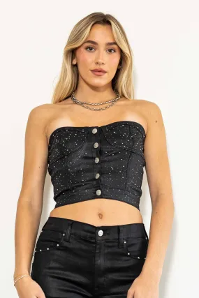 HOLIDAY Rhinestone Studded Bustier Top