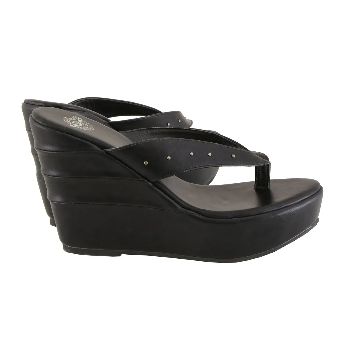 Milwaukee Leather MBL9460 Women's Black Wedge Fashion Casual Sandals