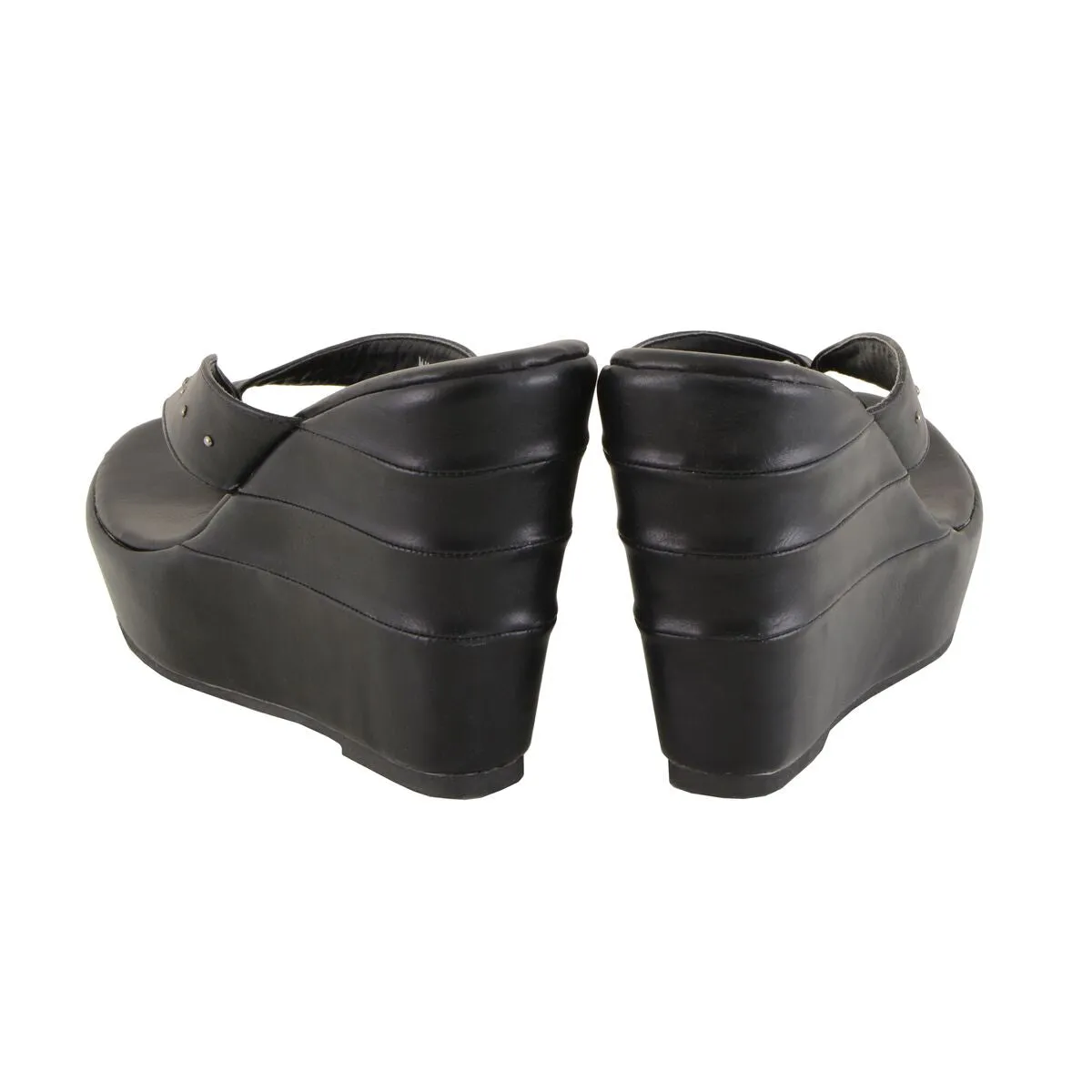 Milwaukee Leather MBL9460 Women's Black Wedge Fashion Casual Sandals
